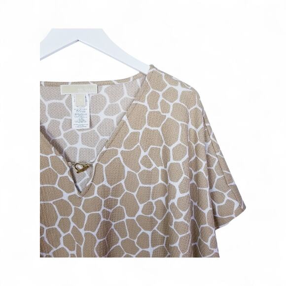 MICHAEL Michael Kors Giraffe Print V-neck Kimono Style Pullover Top - Size L/XL - Picture 2 of 7